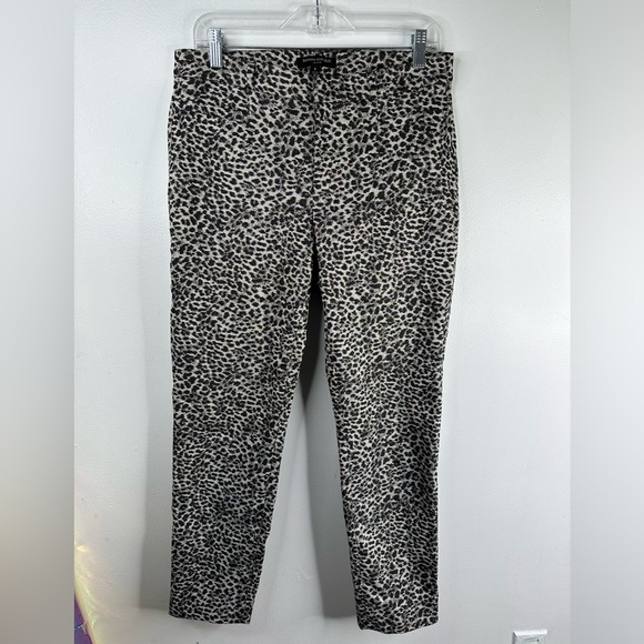 Banana Republic Sloan Metallic Leopard Print Pants Slimming Ankle Crop 8 #510213 - Picture 4 of 11
